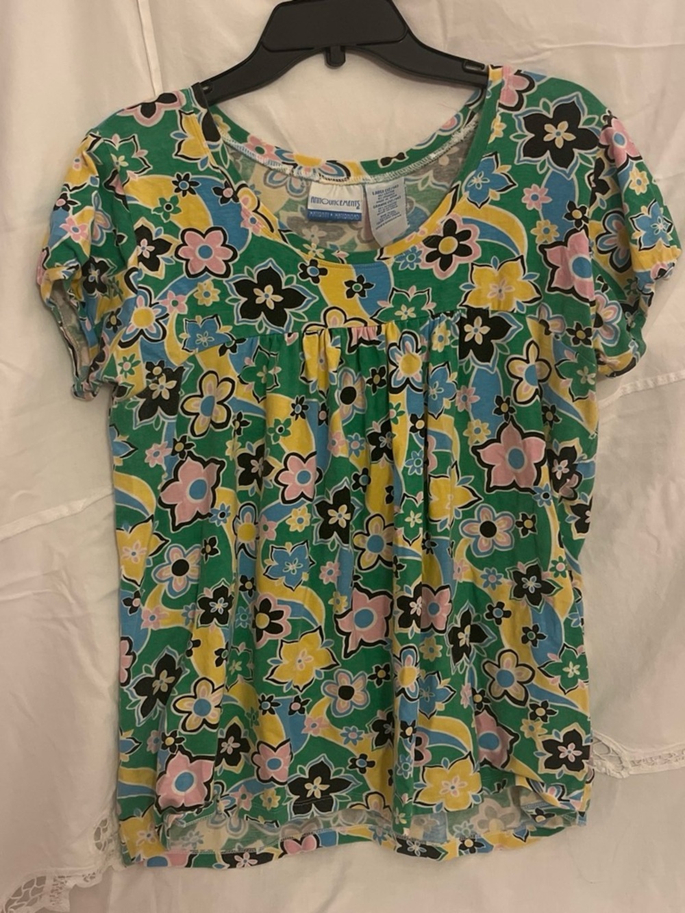 Cherokee Green Floral Short-Sleeve Babydoll Tee